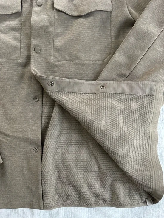 Lululemon Gridliner Fleece Men's Taupe Shirt Jacket - Button Front XXL - Picture 5 of 6